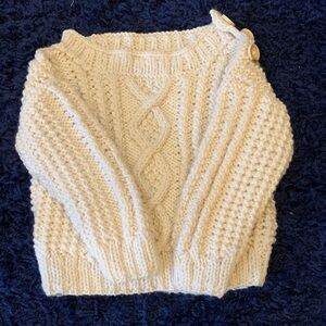 Charming Cream Cable Knit Handmade Sweater for Kids